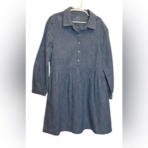 Vineyard Vines Chambray Blue Girls Long Sleeve Dress